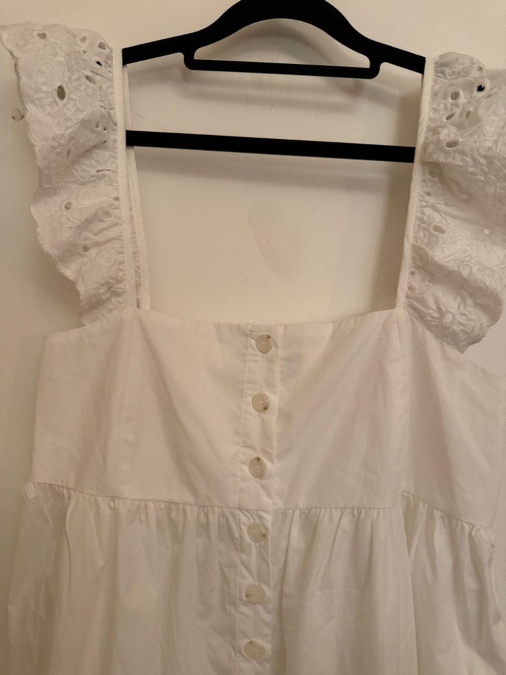 En Saison White Eyelet Midi Dress Ruffle Strap Tiered Cottagecore S Romantic - Picture 5 of 12